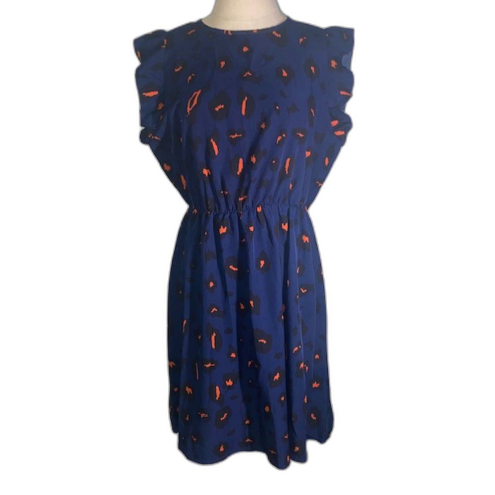 SHEIN LUNE Plus Allover Print Ruffle Sleeve A-line Dress Size L 8/10
